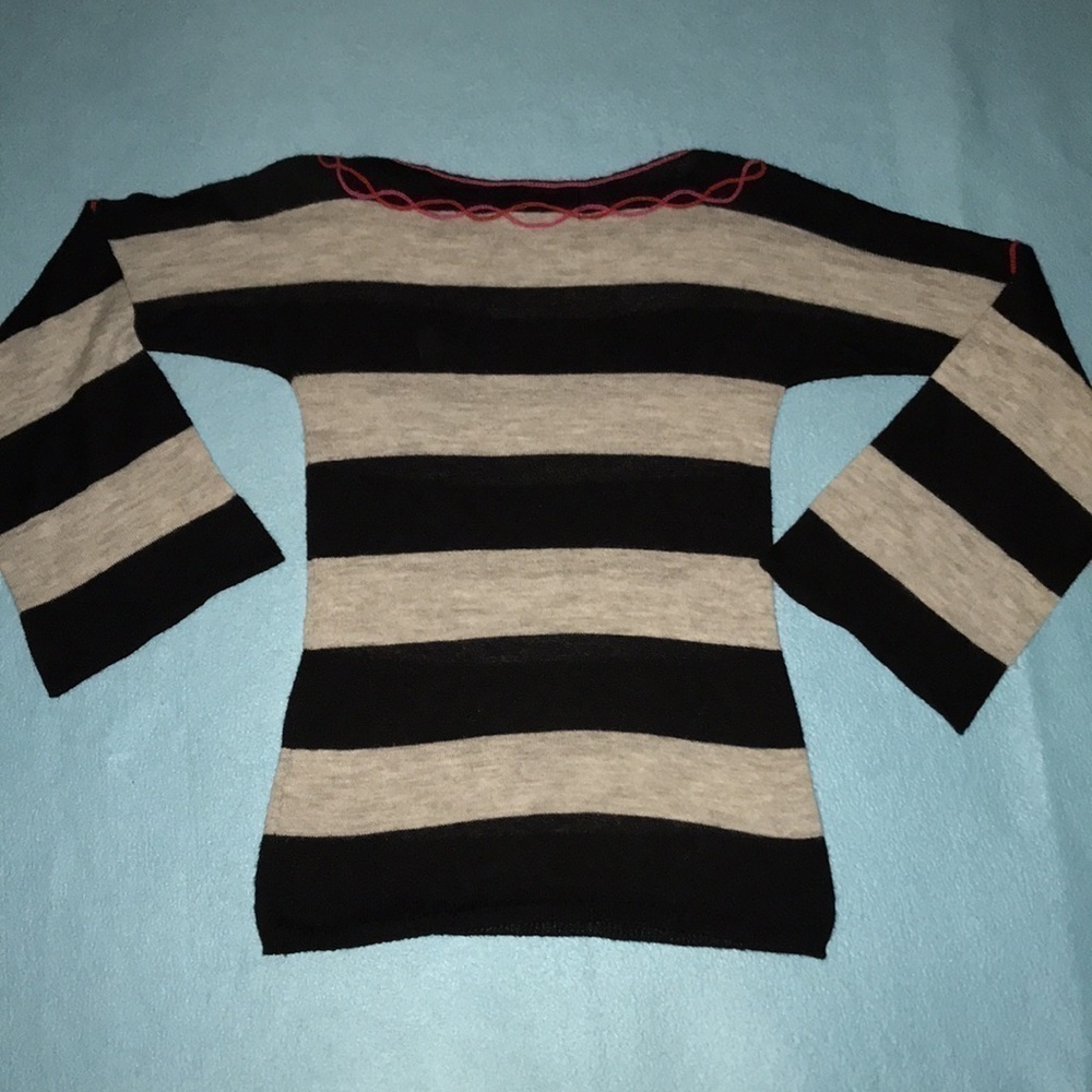 CUSTO knitwear bold stripes bell sleeves vintage soft alpaca sweater NEW size S - Picture 3 of 9